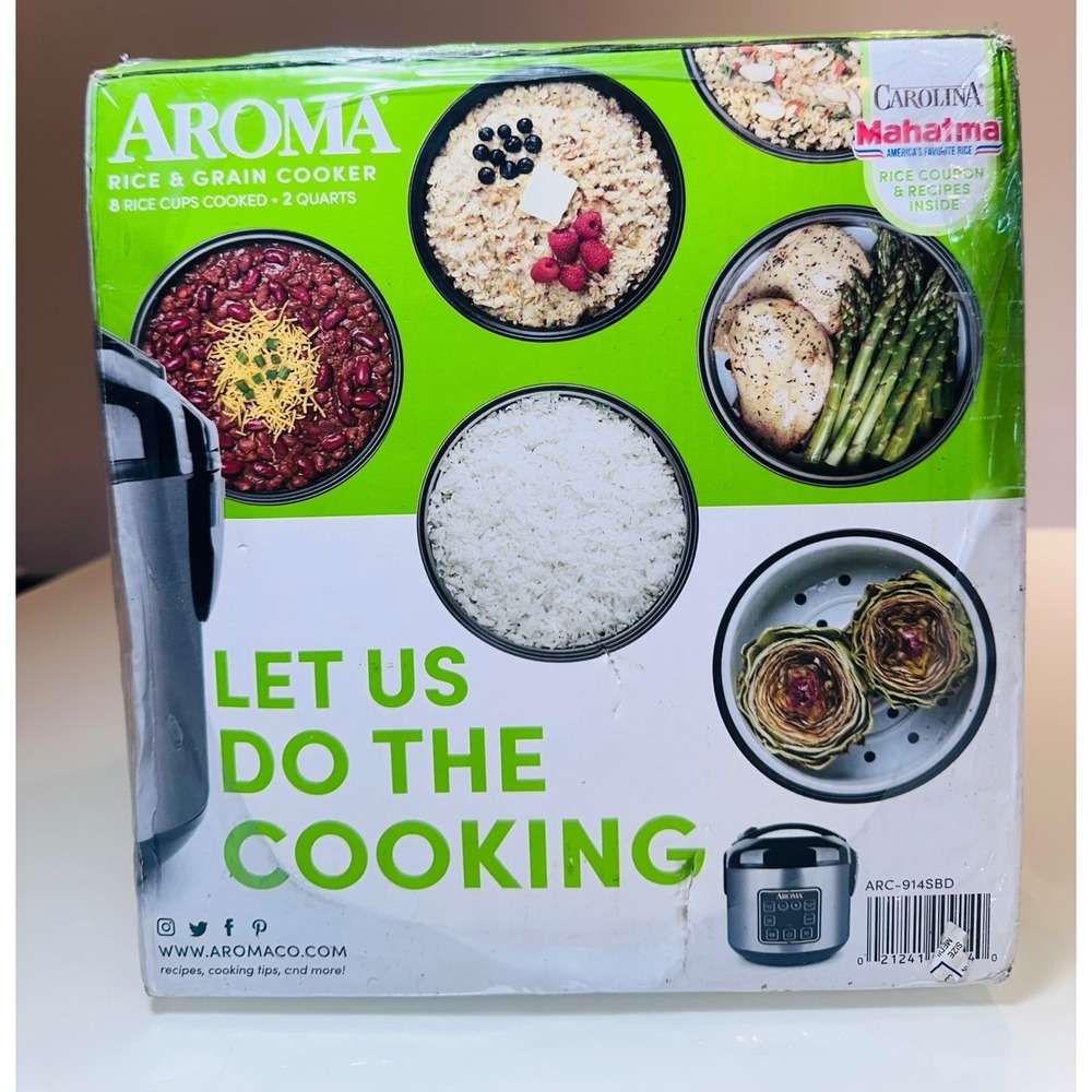 Aroma 8-Cup Digital Rice & Grain Cooker ARC-914SBD Stainless Steel New